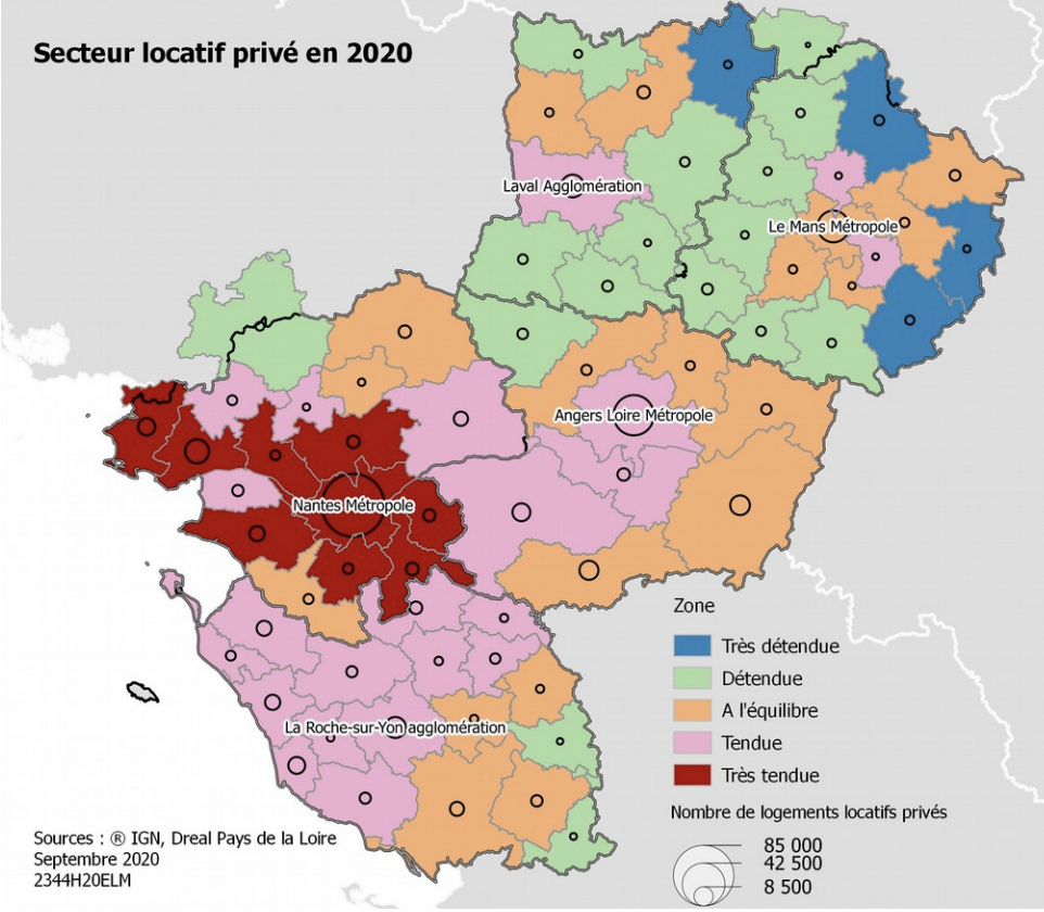 carte des zones en tension de Nantes